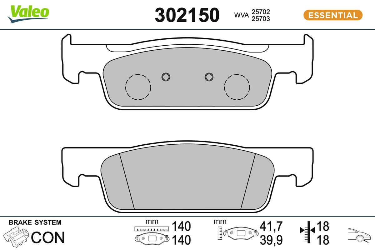 Jeu de 4 plaquettes de frein VALEO ref. 302150